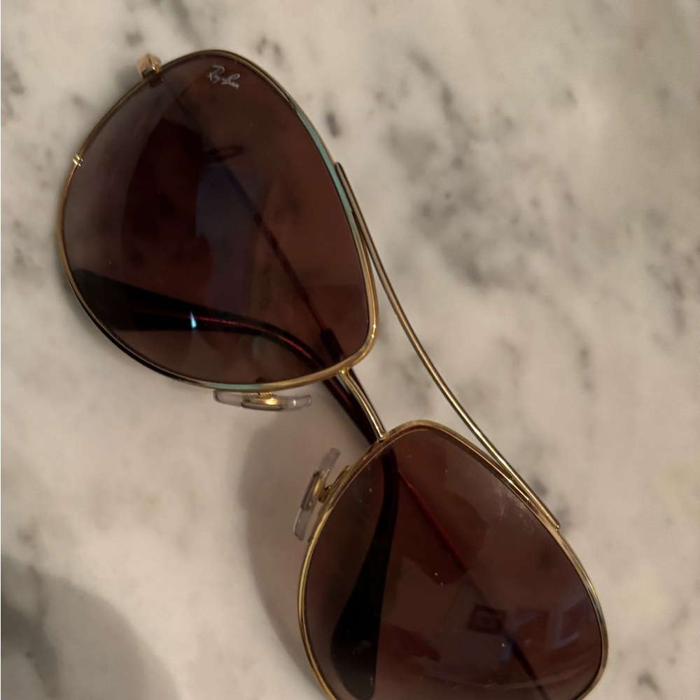 Ray-Ban Gold Frame Sunglasses with Dark Brown Lenses - Picture 2 of 5
